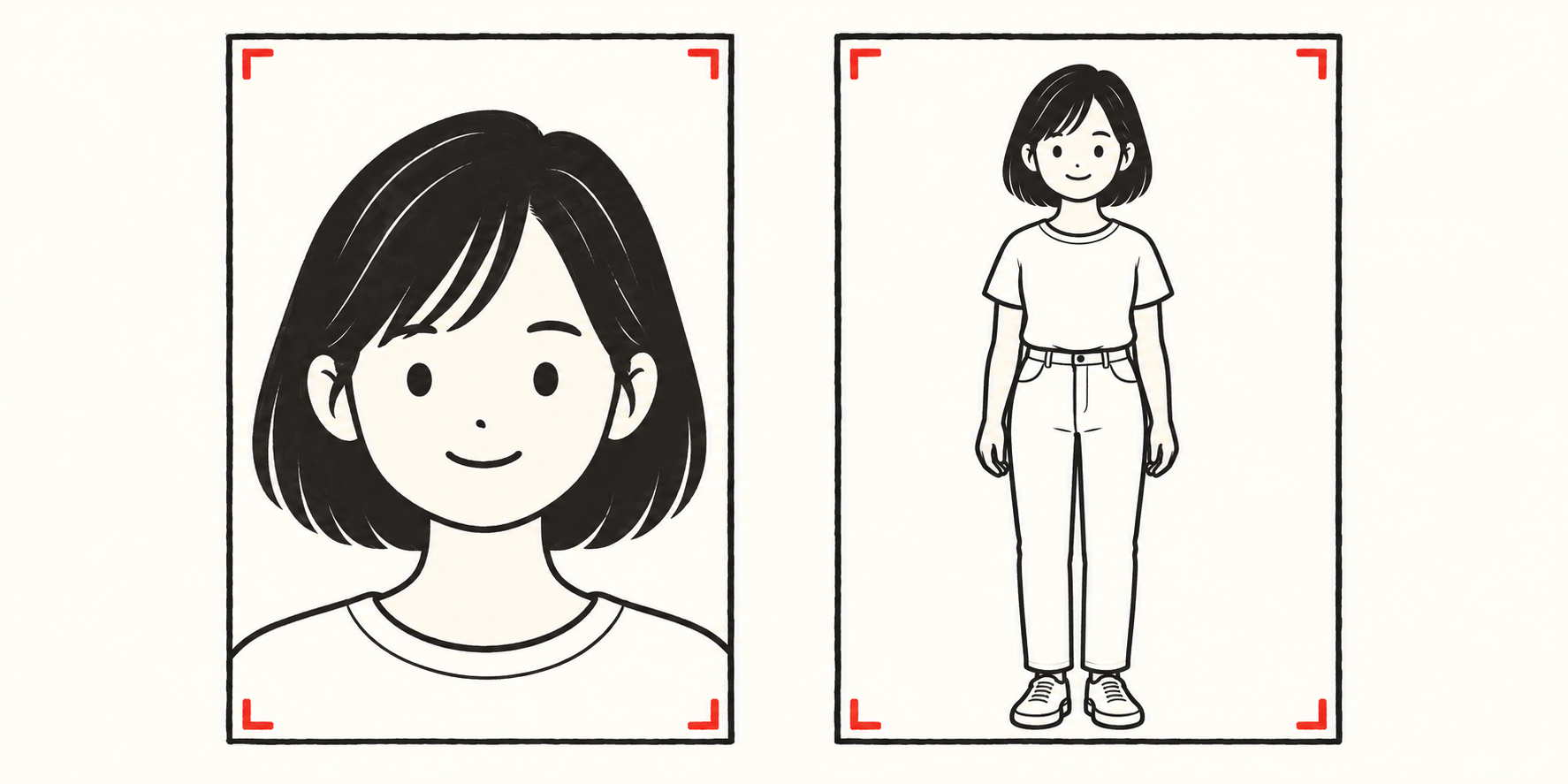 肩から上を写した顔写真のイラスト例